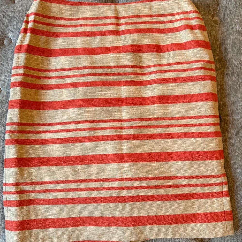 Talbots Petites Orange and Cream Striped Skirt